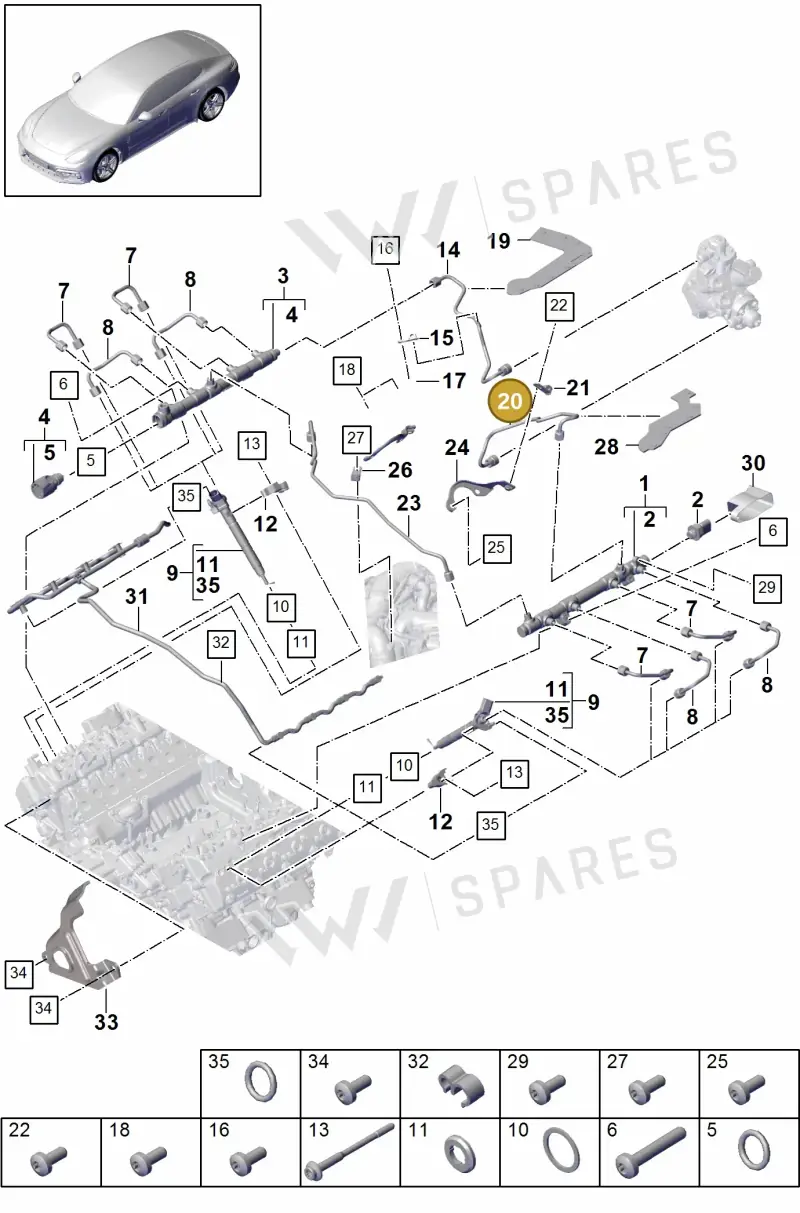9A713030900 — Porsche Panamera (2016-2020) diagram p49107010, position 20