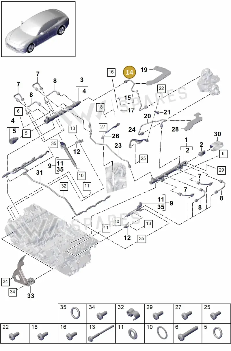 9A7130312 — Porsche Panamera (2016-2020) diagram p49107010, position 14