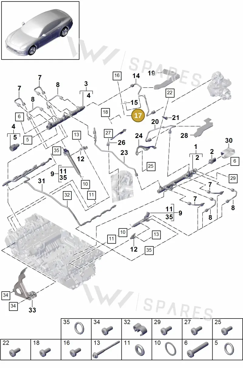 9A713038100 — Porsche Panamera (2016-2020) diagram p49107010, position 17