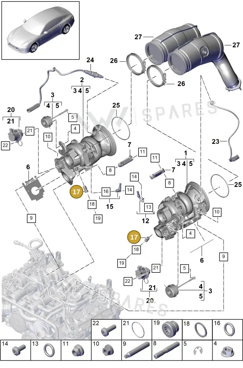 9A713355400 — Porsche Panamera 4 Hybrid (2016-2020) diagram p49202005, position 17