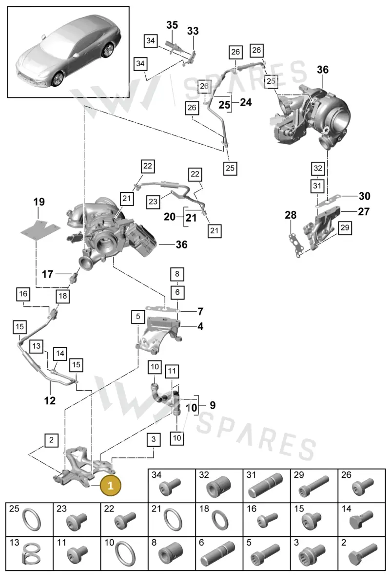 9A714519100 — Porsche Panamera (2016-2020) diagram p49202040, position 1