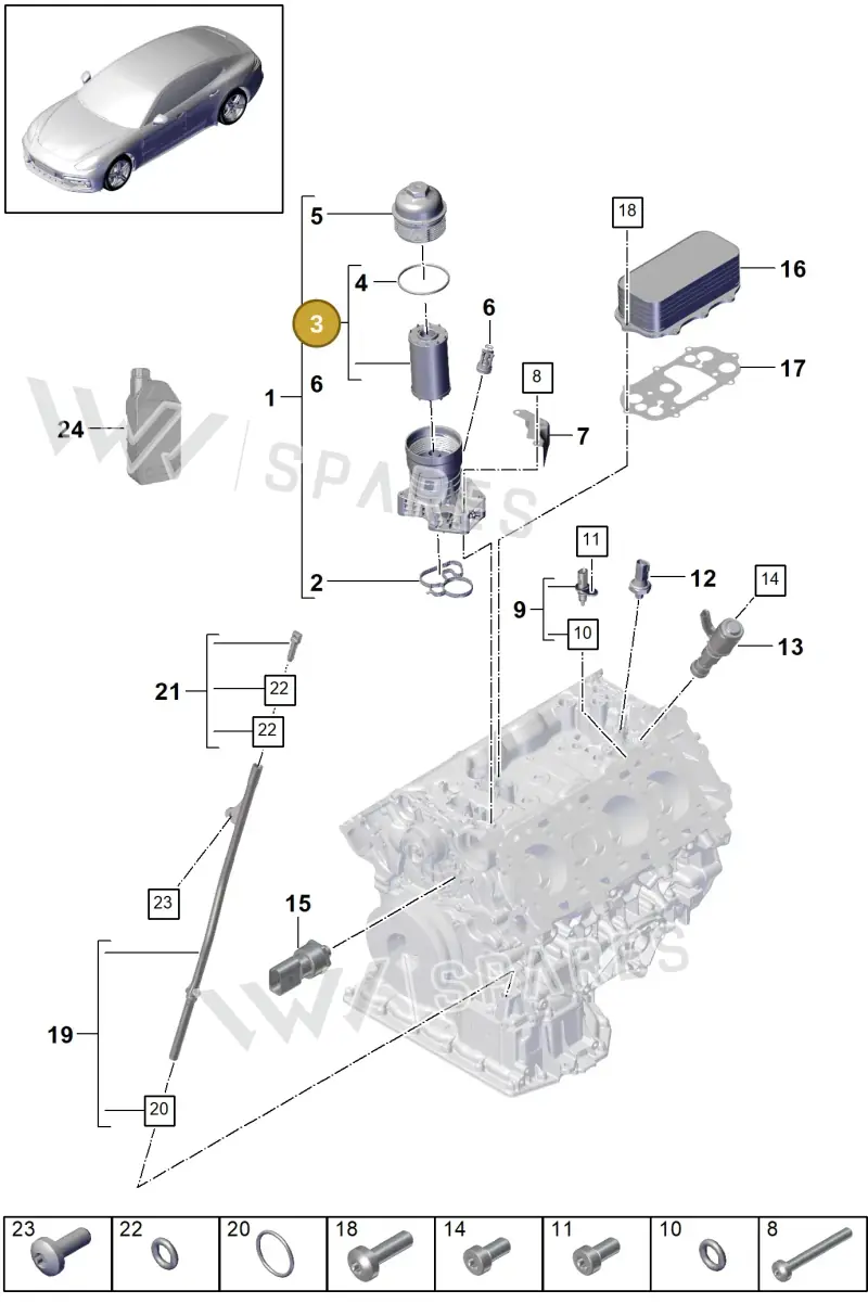 9A719840500 — Porsche Panamera (2016-2020) diagram p49104000, position 3