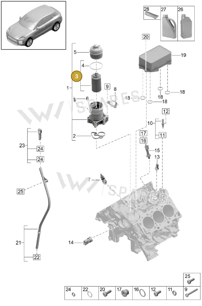 9A719840500 — Porsche Macan (2018-2022) diagram p52104100, position 3