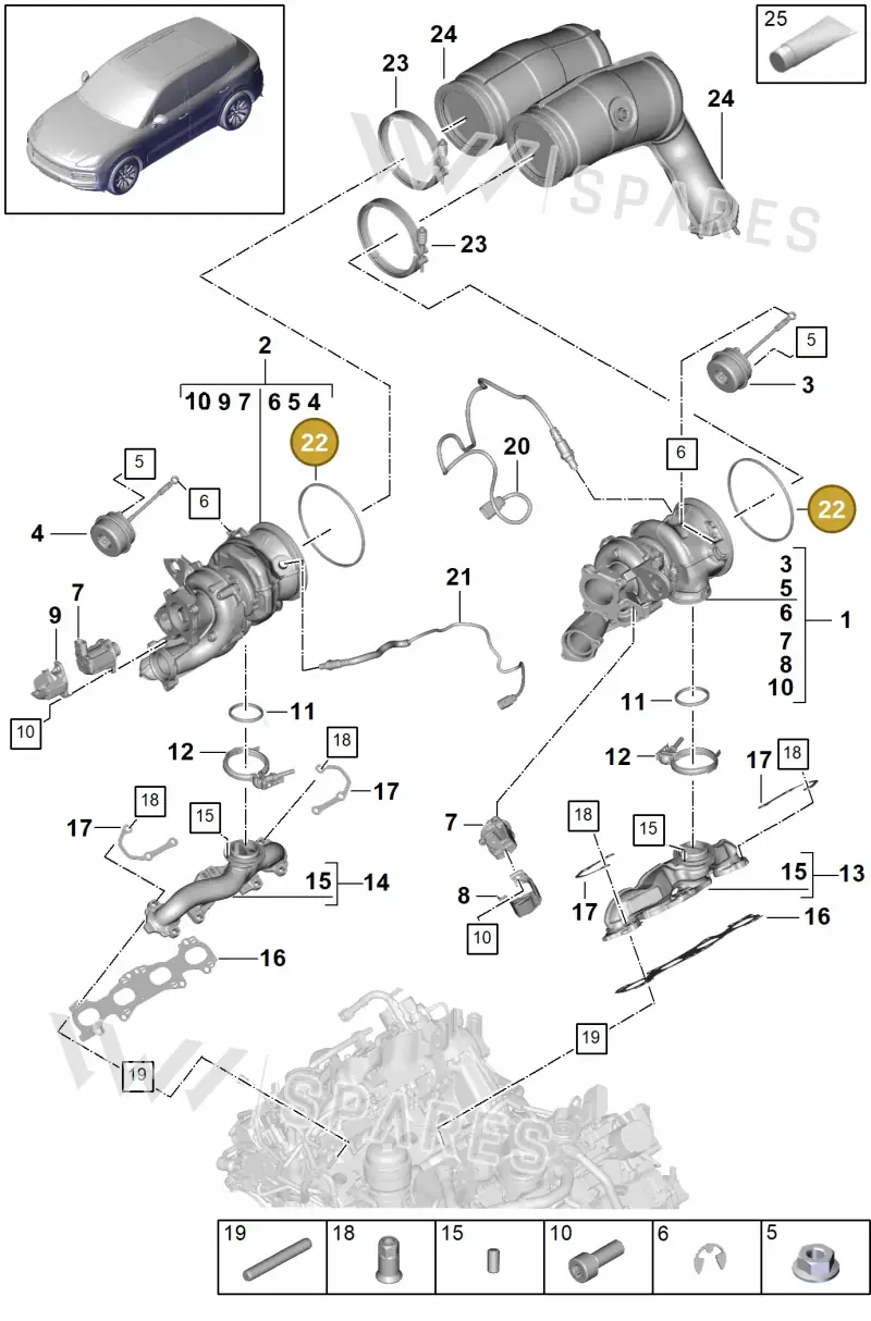 9A725311500 — Porsche Cayenne Diesel V6 (2017-2023) diagram p51202000, position 22