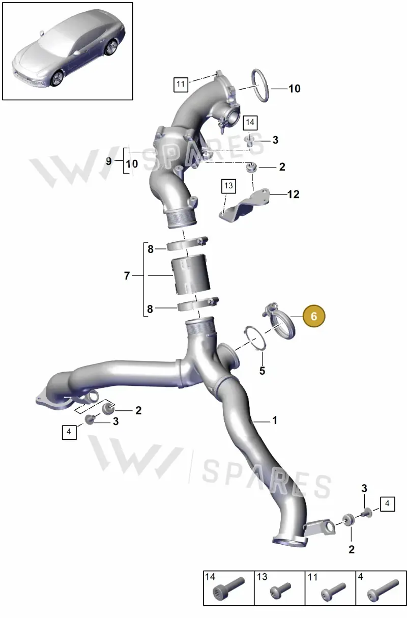 9A725313910 — Porsche Panamera 4 Hybrid (2016-2020) diagram p49107070, position 6