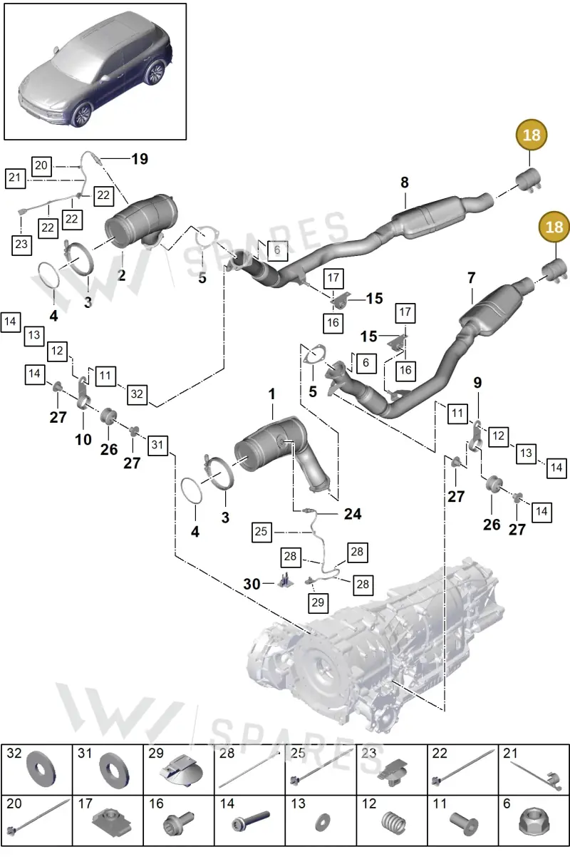 9A725314100 — Porsche Cayenne (2017-2023) diagram p51202065, position 18
