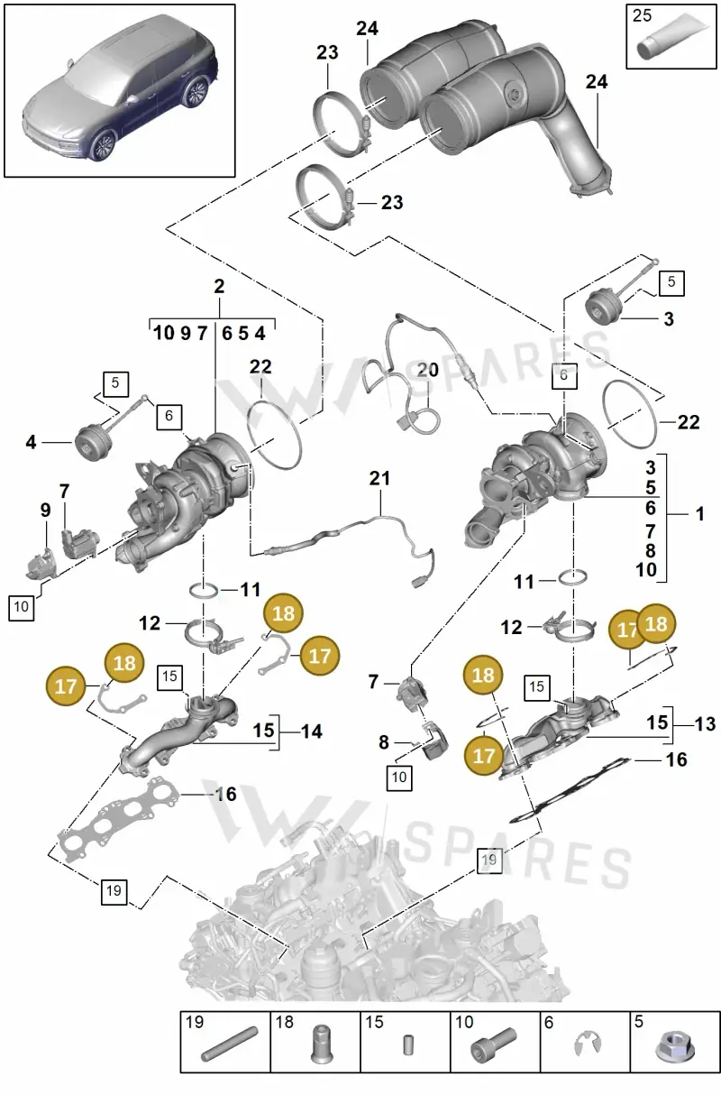 9A725327600 — Porsche Cayenne (2017-2023) diagram p51202000, position 17+18