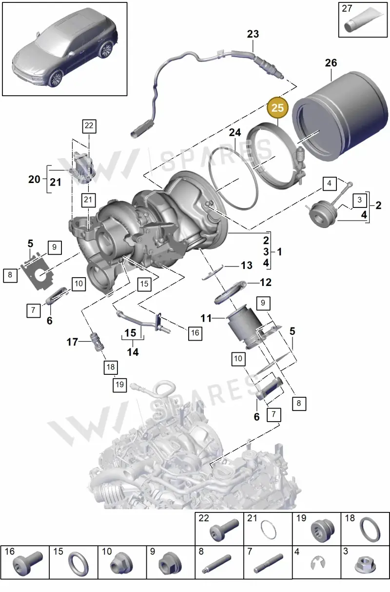 9A725372510 — Porsche Cayenne Diesel V6 (2017-2023) diagram p51202010, position 25