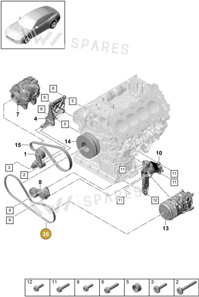 9A726084900 — Porsche Panamera 4 Hybrid (2016-2020) diagram p49102040, position 16