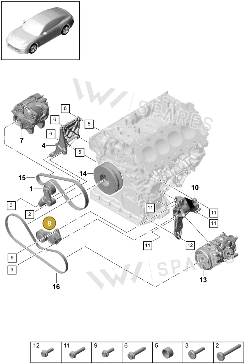 9A726093801 — Porsche Panamera (2016-2020) diagram p49102040, position 8
