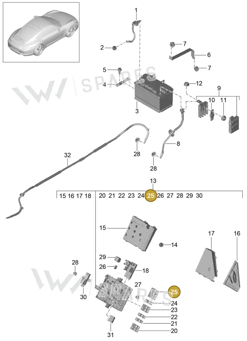 9A760705900 — Porsche 991 Carrera 4 (2011-2016) diagram p38902006, position 25