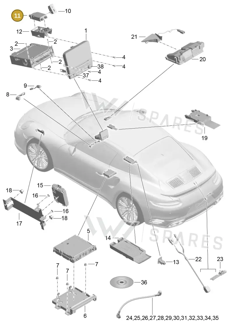 9A764222220 — Porsche GT2 RS Clubsport (2013-2020) diagram p42911003, position 11