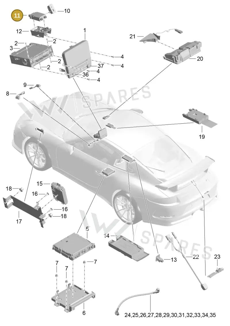 9A764295300 — Porsche 991 R (2013-2020) diagram p41911003, position 11