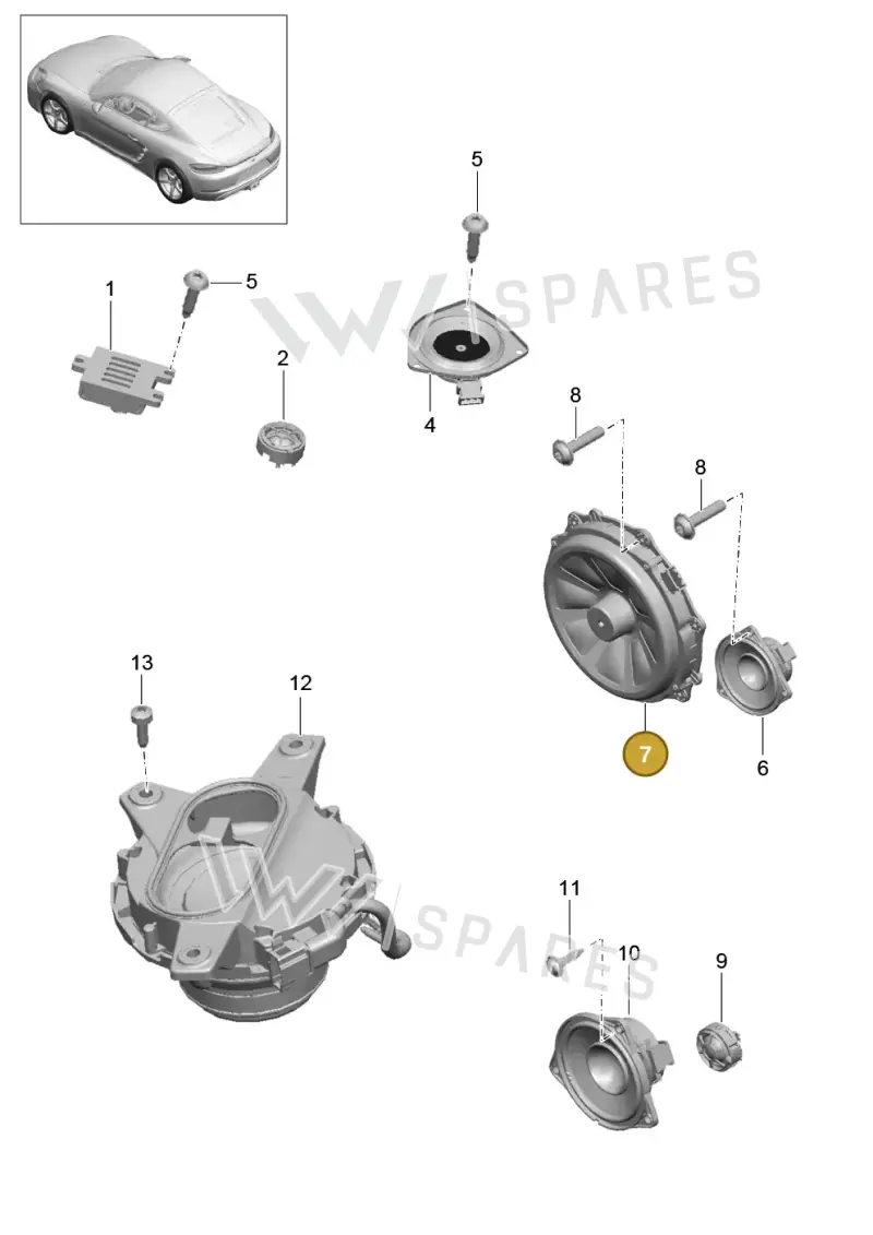 9A764555514 — Porsche Cayman (2016-2019) diagram p50911005, position 7