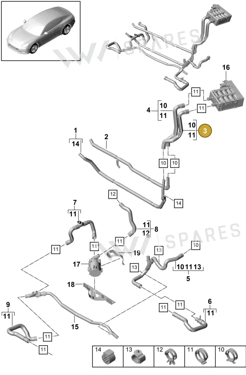 9A782052500 — Porsche Panamera (2016-2020) diagram p49815010, position 3