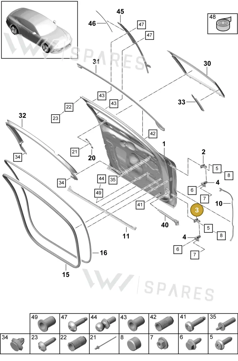 9A783340601 — Porsche Panamera 4 Hybrid (2016-2020) diagram p49804000, position 3