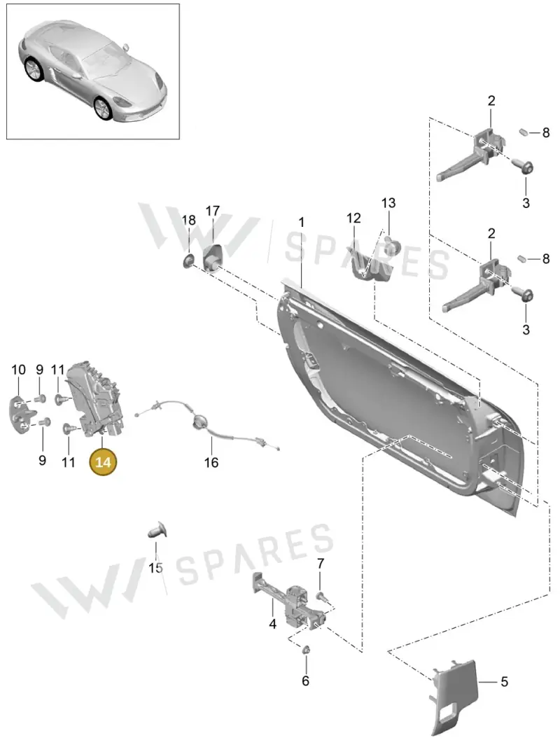 9A783761601 — Porsche Cayman (2016-2019) diagram p50804000, position 14