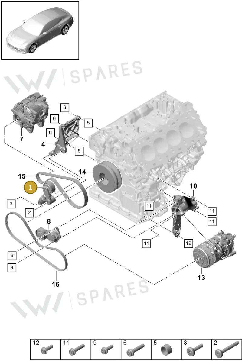 9A790313301 — Porsche Panamera 4 Hybrid (2016-2020) diagram p49102040, position 1