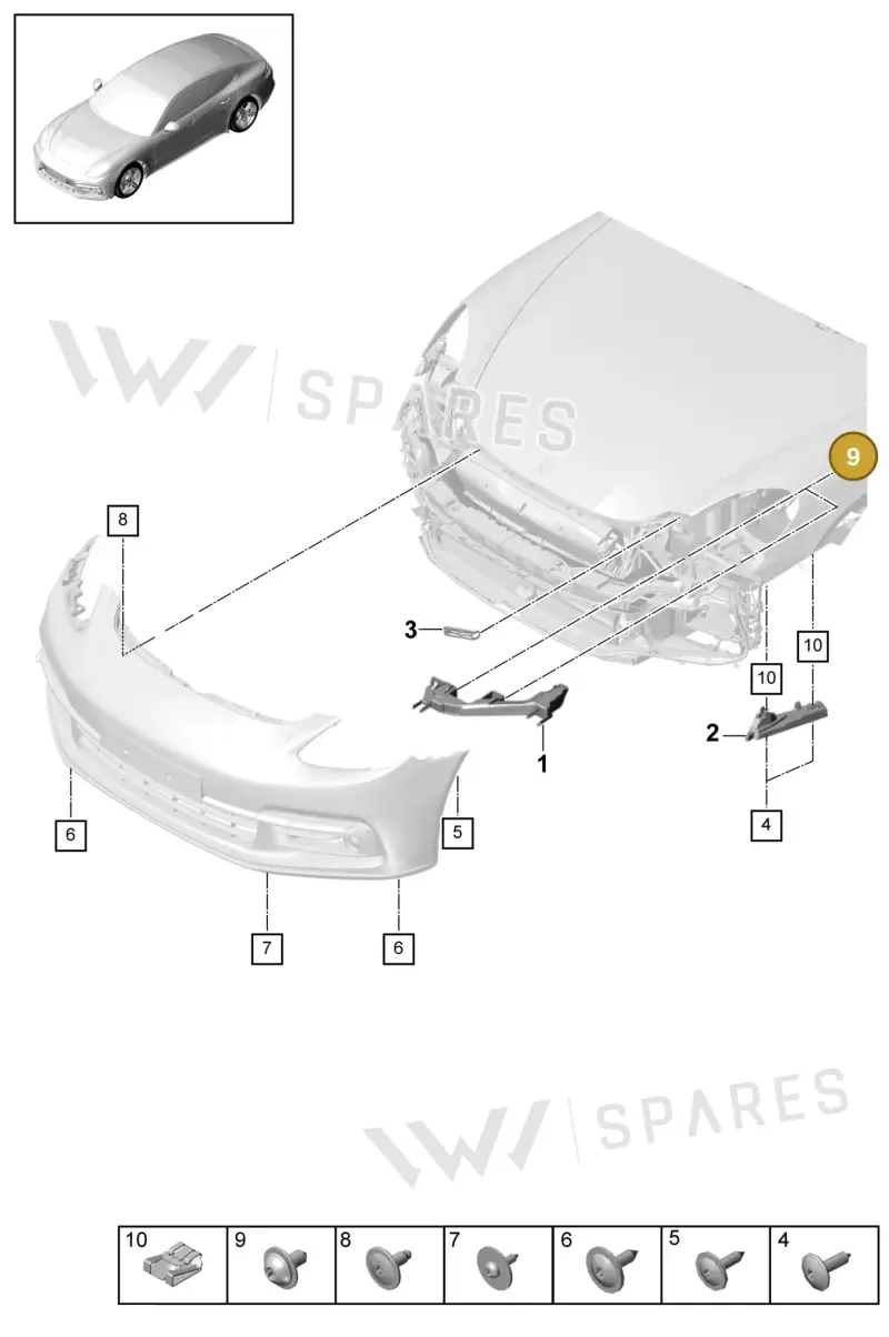 9A791166901 — Porsche Panamera (2016-2020) diagram p49802030, position 9