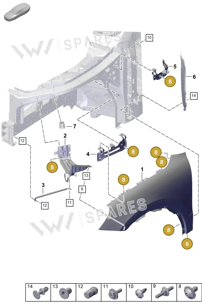 9A791166901 — Porsche Cayenne Coupe (2023-2023) diagram p60801400, position 8