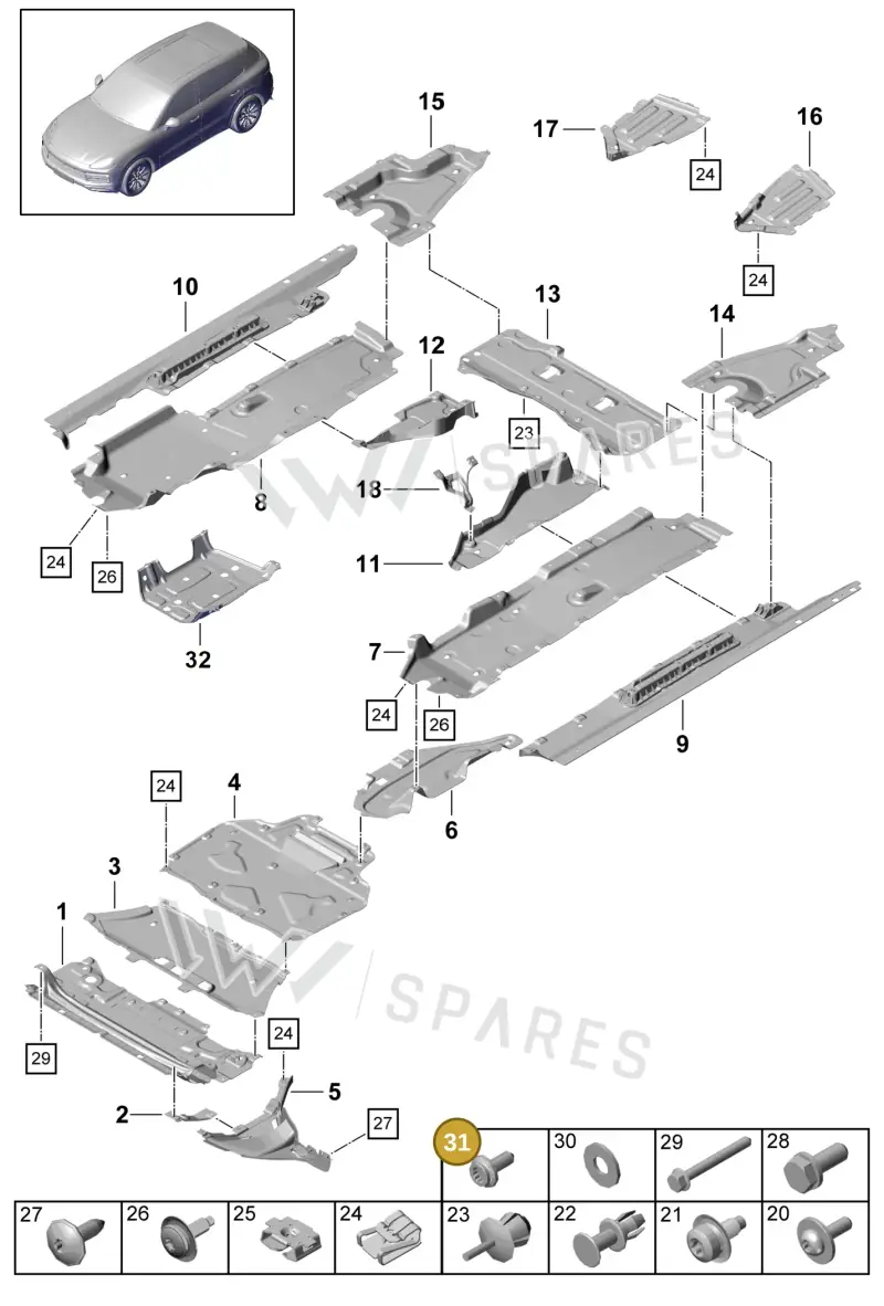 9A791194602 — Porsche Cayenne (2017-2023) diagram p51801075, position 31
