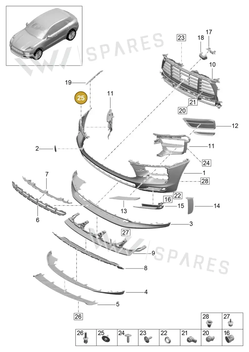 9A791251601 — Porsche Macan (2018-2022) diagram p52000119, position 25