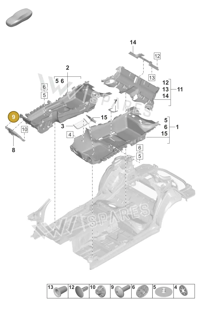 9A791261301 — Porsche Panamera (2020-2023) diagram p58807100, position 9
