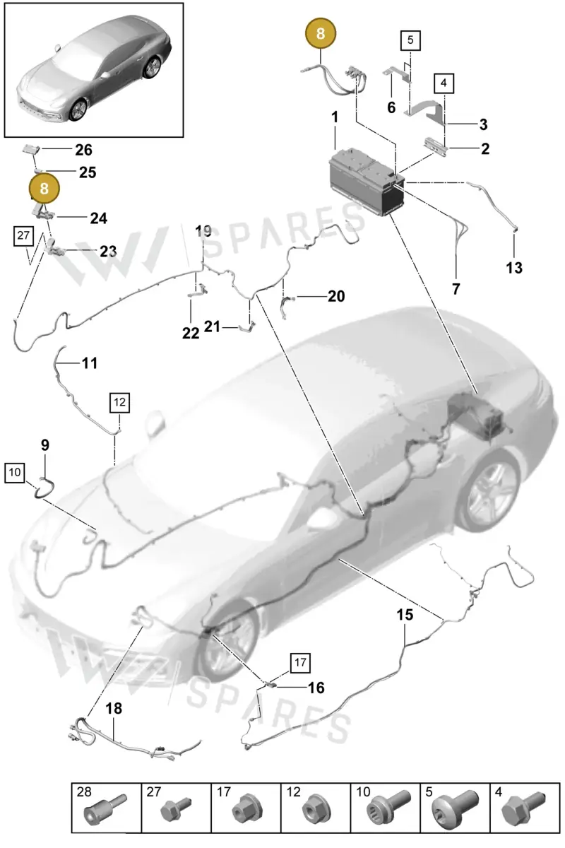 9A791518110 — Porsche Panamera 4 Hybrid (2016-2020) diagram p49902010, position 8