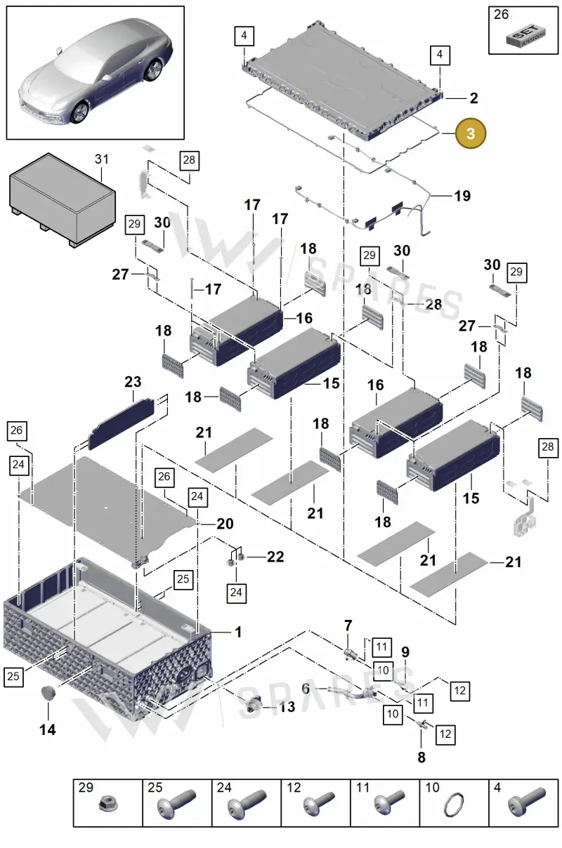 9A791543400 — Porsche Panamera (2016-2020) diagram p49901042, position 3