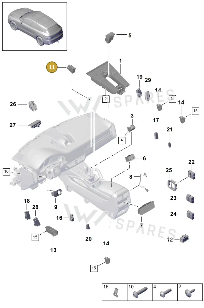 9A7919237009B9 — Porsche Cayenne (2017-2023) diagram p51903010, position 11