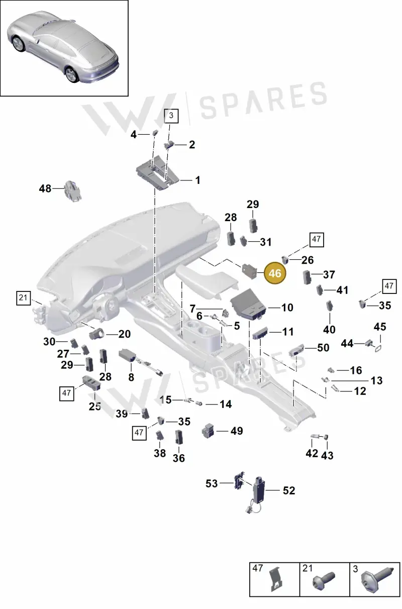 9A791923700WGI — Porsche Panamera (2016-2020) diagram p49903010, position 46