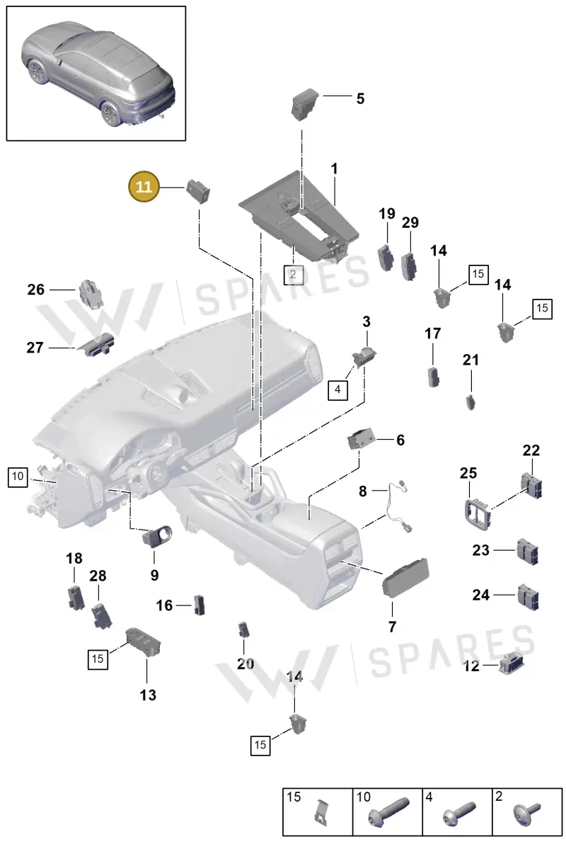9A791923700WGI — Porsche Cayenne (2017-2023) diagram p51903010, position 11