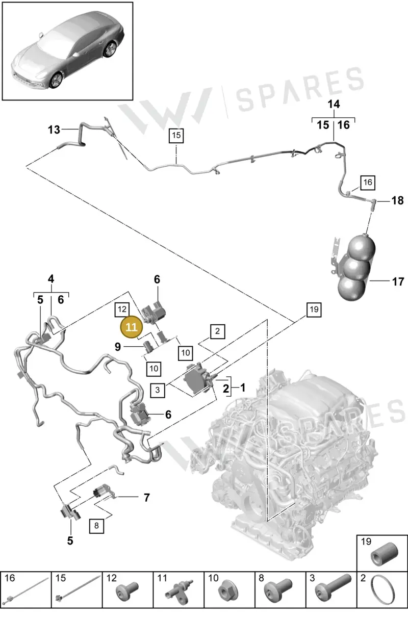 9A791950110 — Porsche Panamera (2016-2020) diagram p49108005, position 11