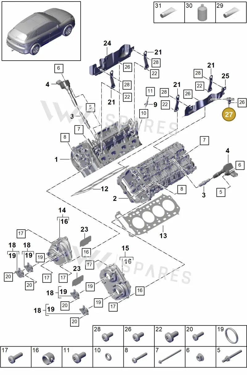 9A791950110 — Porsche Cayenne (2017-2023) diagram p51103000, position 27