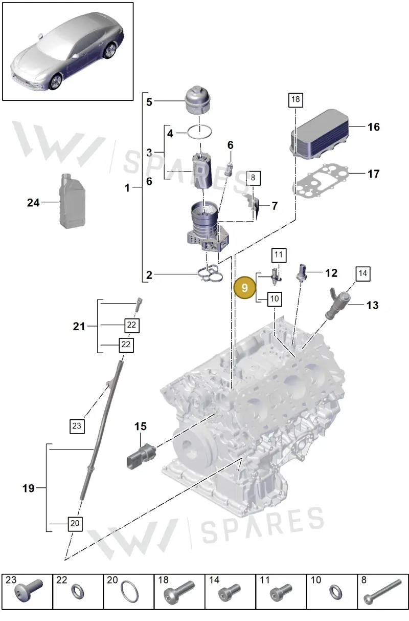 9A791952510 — Porsche Panamera (2016-2020) diagram p49104000, position 9