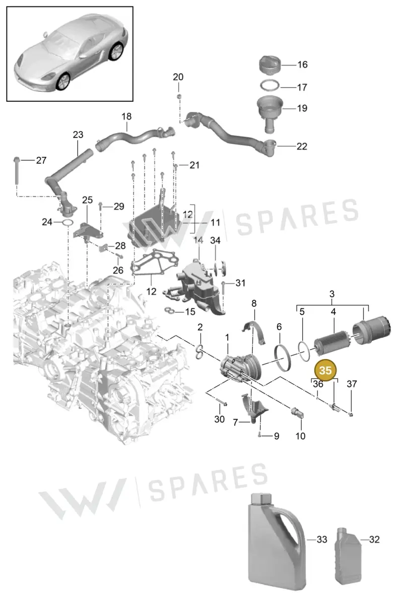 9A791952510 — Porsche Cayman (2016-2019) diagram p50104005, position 35