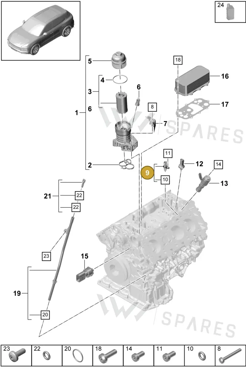 9A791952510 — Porsche Cayenne (2017-2023) diagram p51104000, position 9