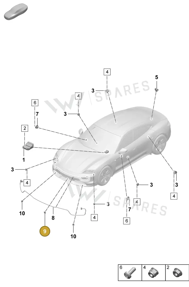 9A795965110 — Porsche Taycan Sport Turismo (2023-2025) diagram p64901900, position 9