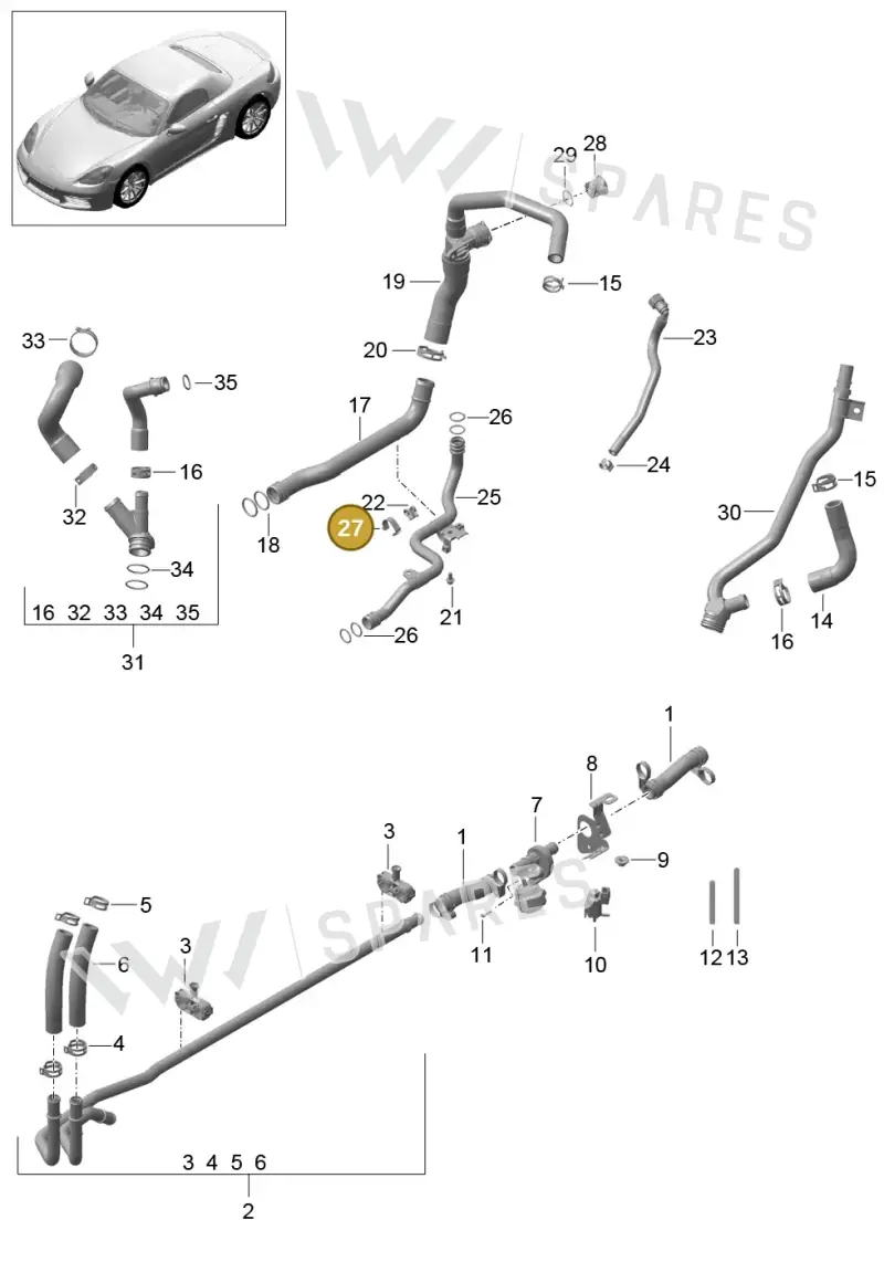 9A797174100 — Porsche Boxster (2016-2019) diagram p48105005, position 27