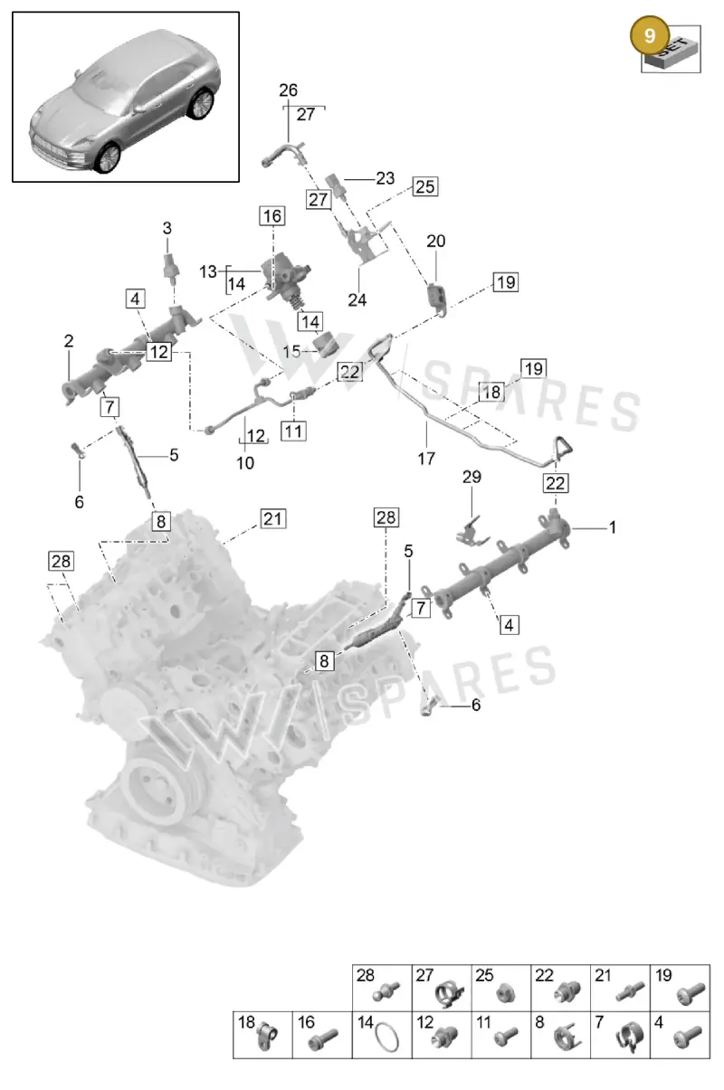 9A799890700 — Porsche Macan (2018-2022) diagram p52000018, position 9