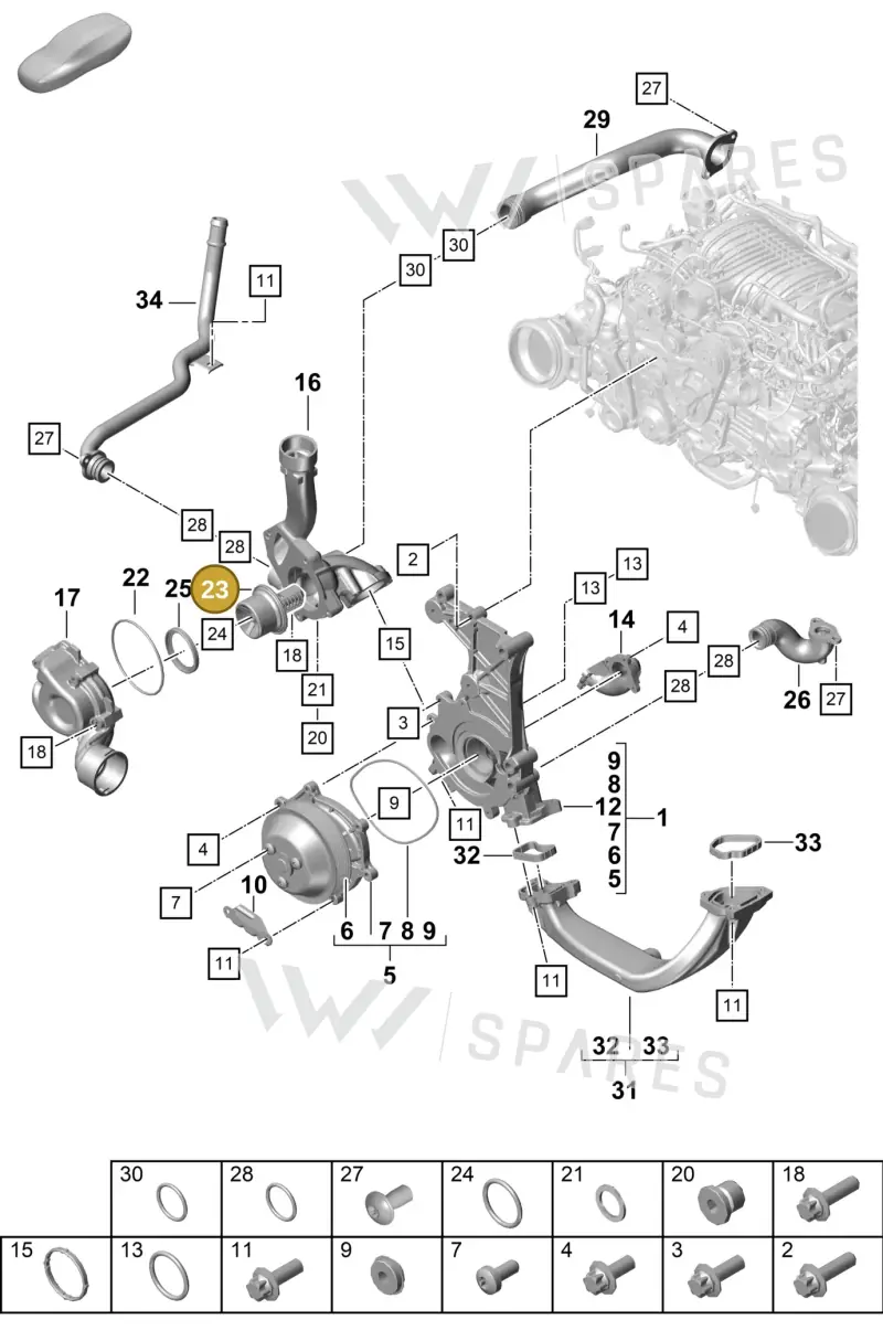 9GT121113 — Porsche Boxster Spyder (2019-2020) diagram p55105005, position 23
