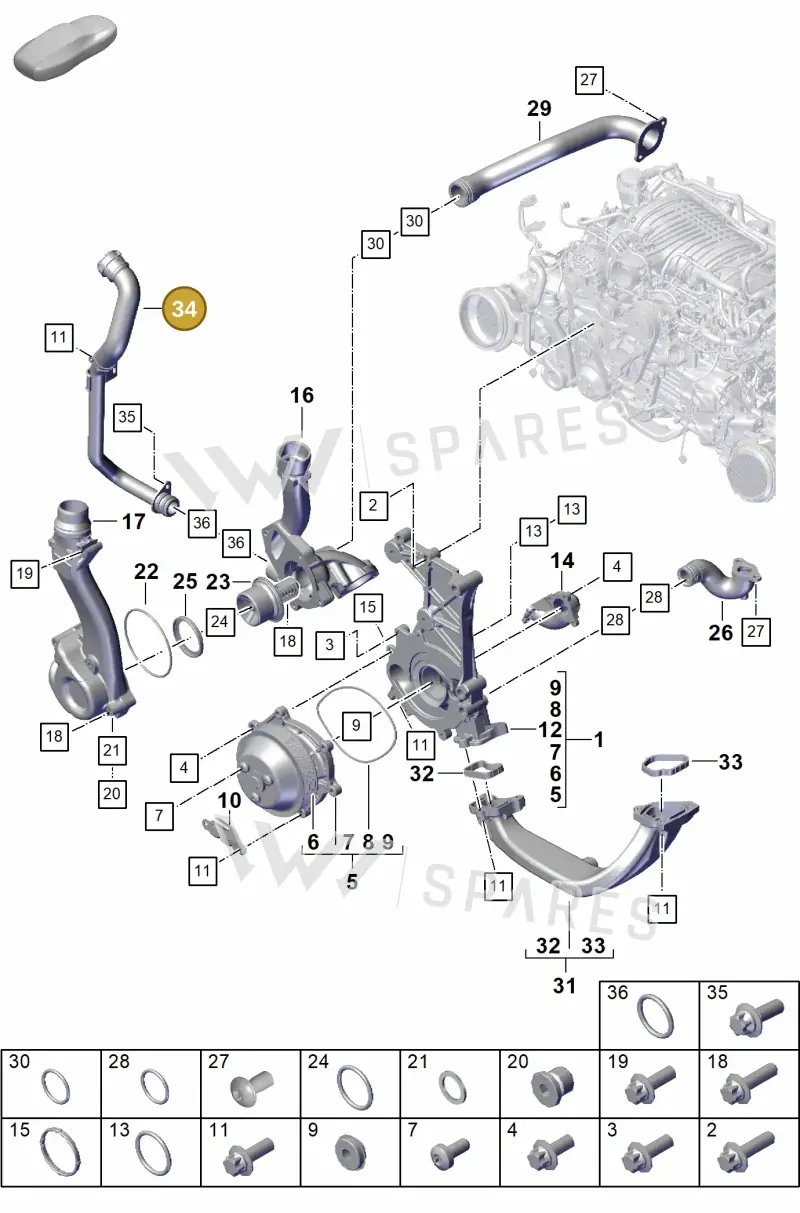9GT121507F — Porsche 911 (2021-2022) diagram p59105000, position 34