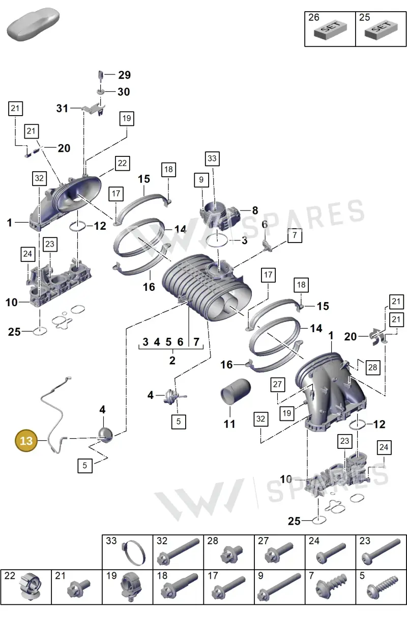 9GT129632A — Porsche Boxster Spyder (2019-2020) diagram p55107105, position 13