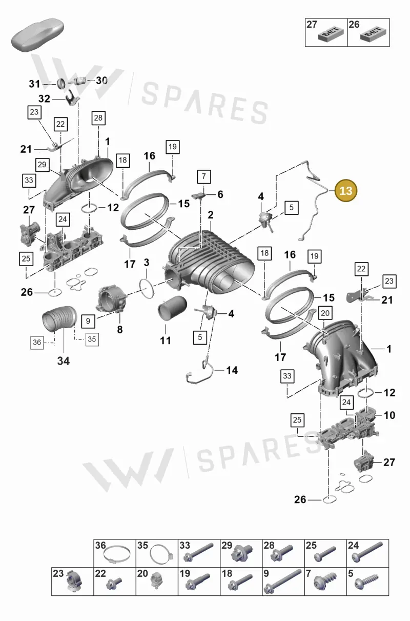 9GT129632A — Porsche 911 (2021-2022) diagram p59107100, position 13