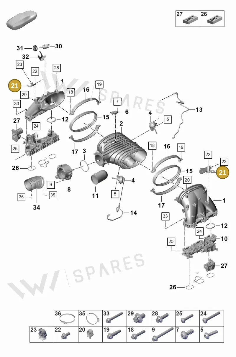 9GT201171A — Porsche 911 (2021-2022) diagram p59107100, position 21