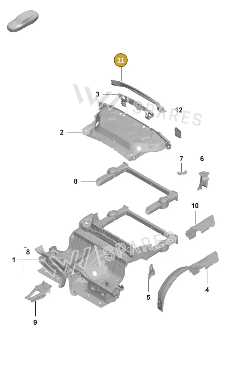 9GT813623BYGRV — Porsche 911 (2018-2024) diagram p53801300, position 11