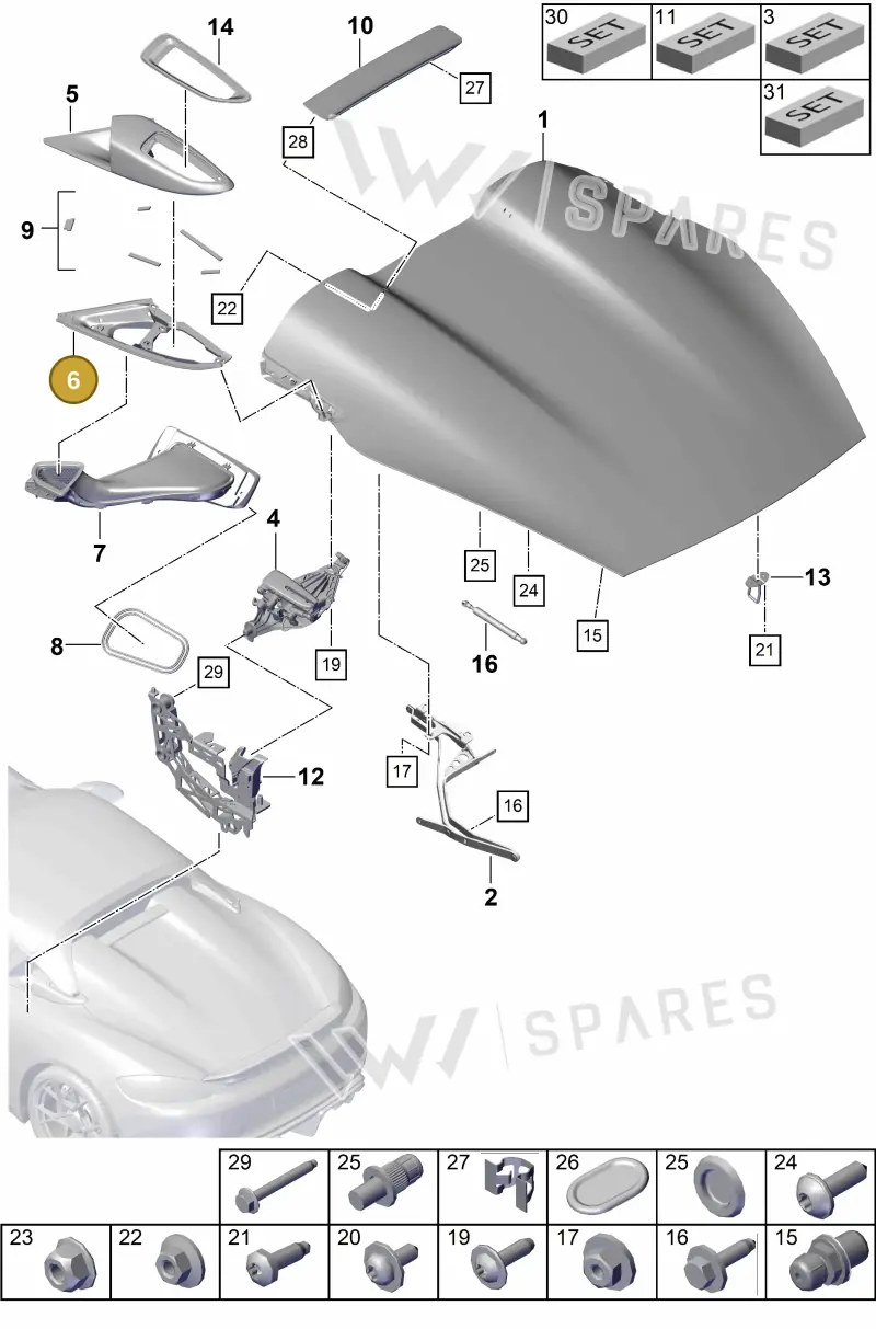 9GT853238A — Porsche Boxster Spyder (2019-2020) diagram p54803050, position 6