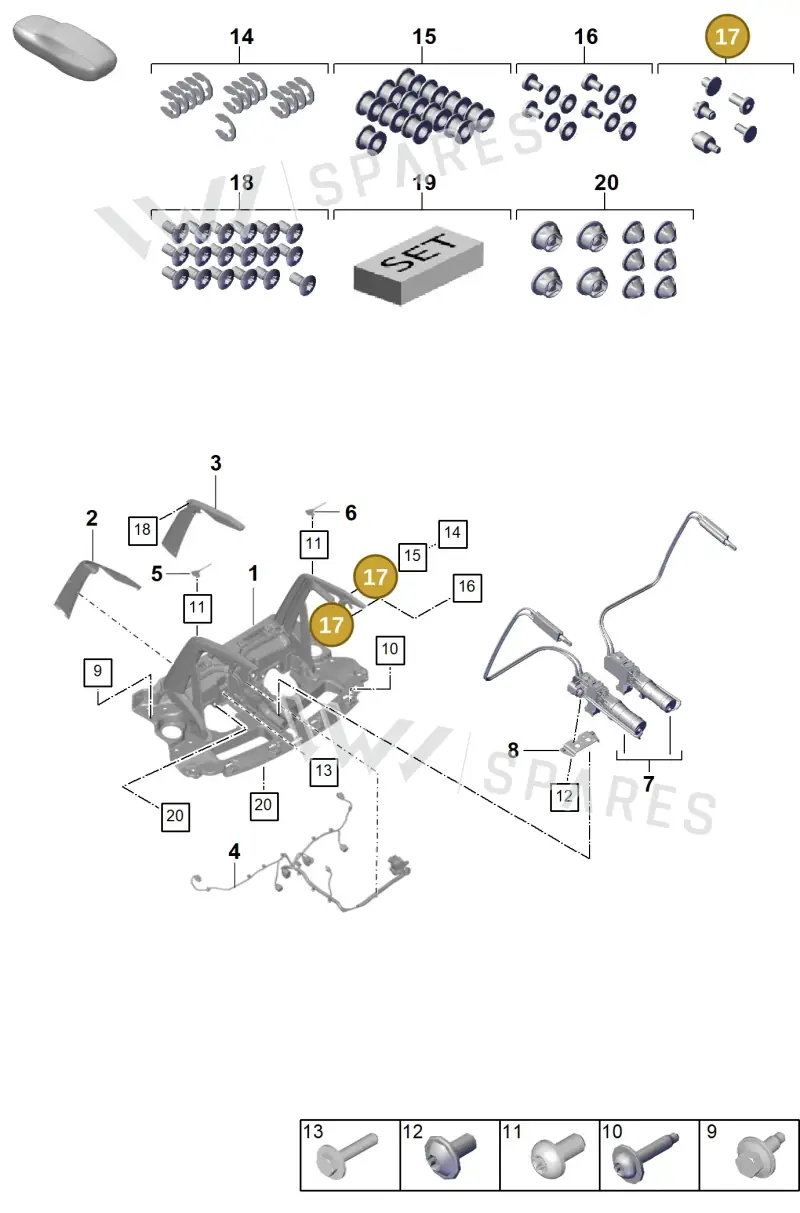 9GT898533C — Porsche 911 (2021-2022) diagram p59803190, position 12+17