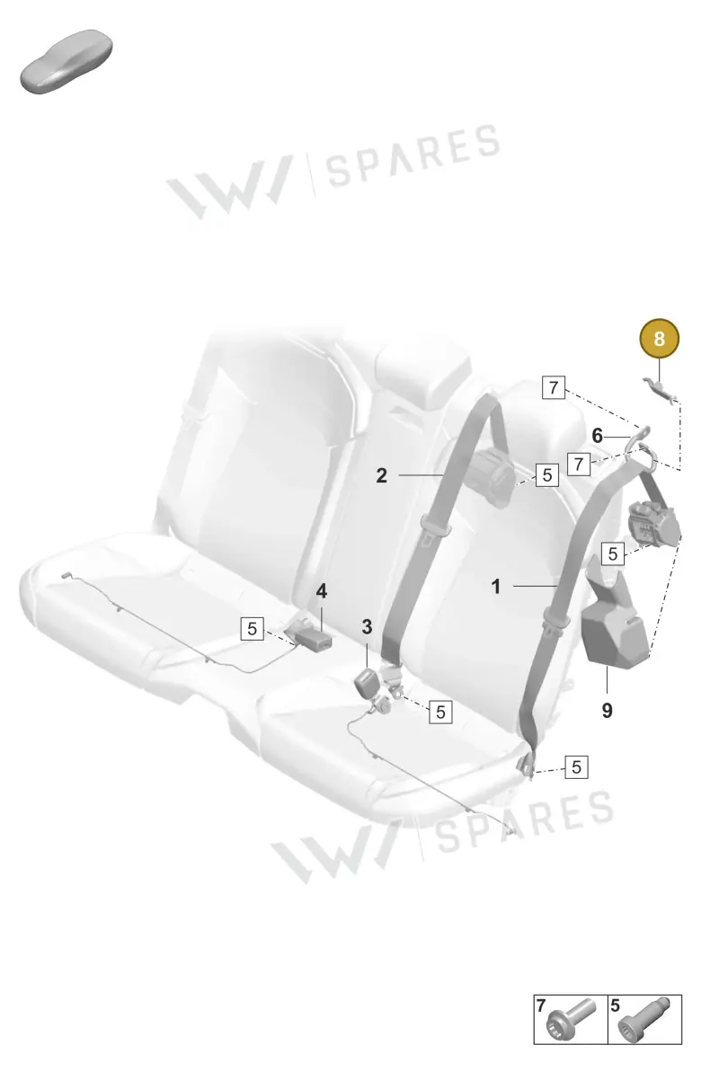 9J0857782 — Porsche Taycan Sport Turismo (2019-2024) diagram p56812100, position 8
