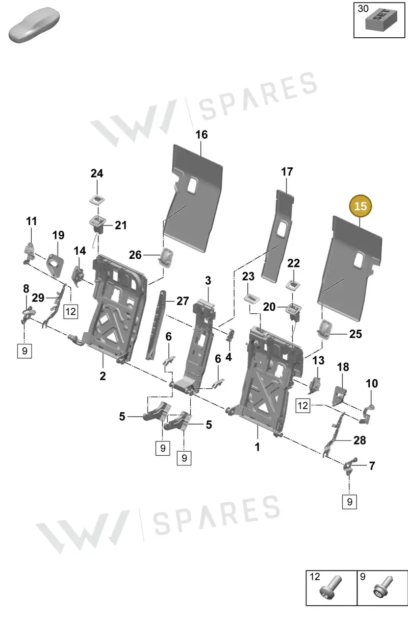9J0885753ADK4 — Porsche Taycan Sport Turismo (2023-) diagram p64818015, position 15